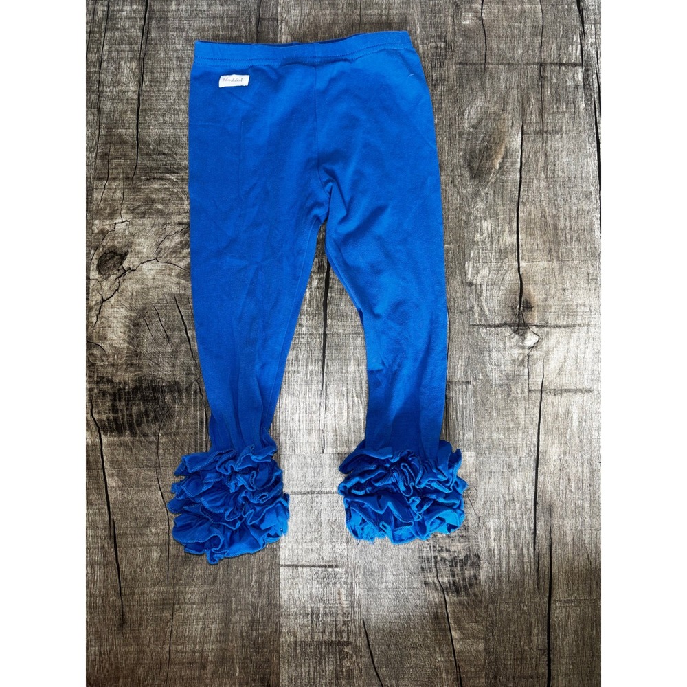 Island Girl Kids Royal Blue Ruffle Ankle Leggings Pants Size 2 Boutique Style